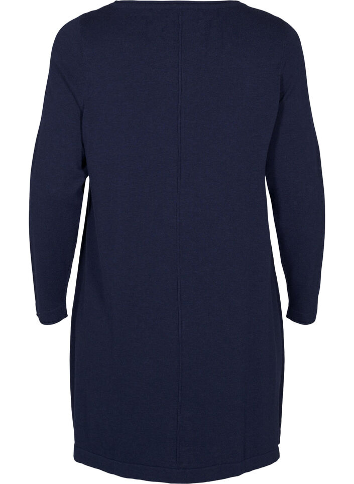 Knitted dress in cotton-viscose blend, Blue, Packshot image number 1