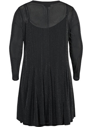 Long-sleeved sparkly dress, Black, Packshot image number 1