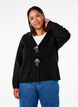 Knitted cardigan with a silver bow, Black, Model image number 0