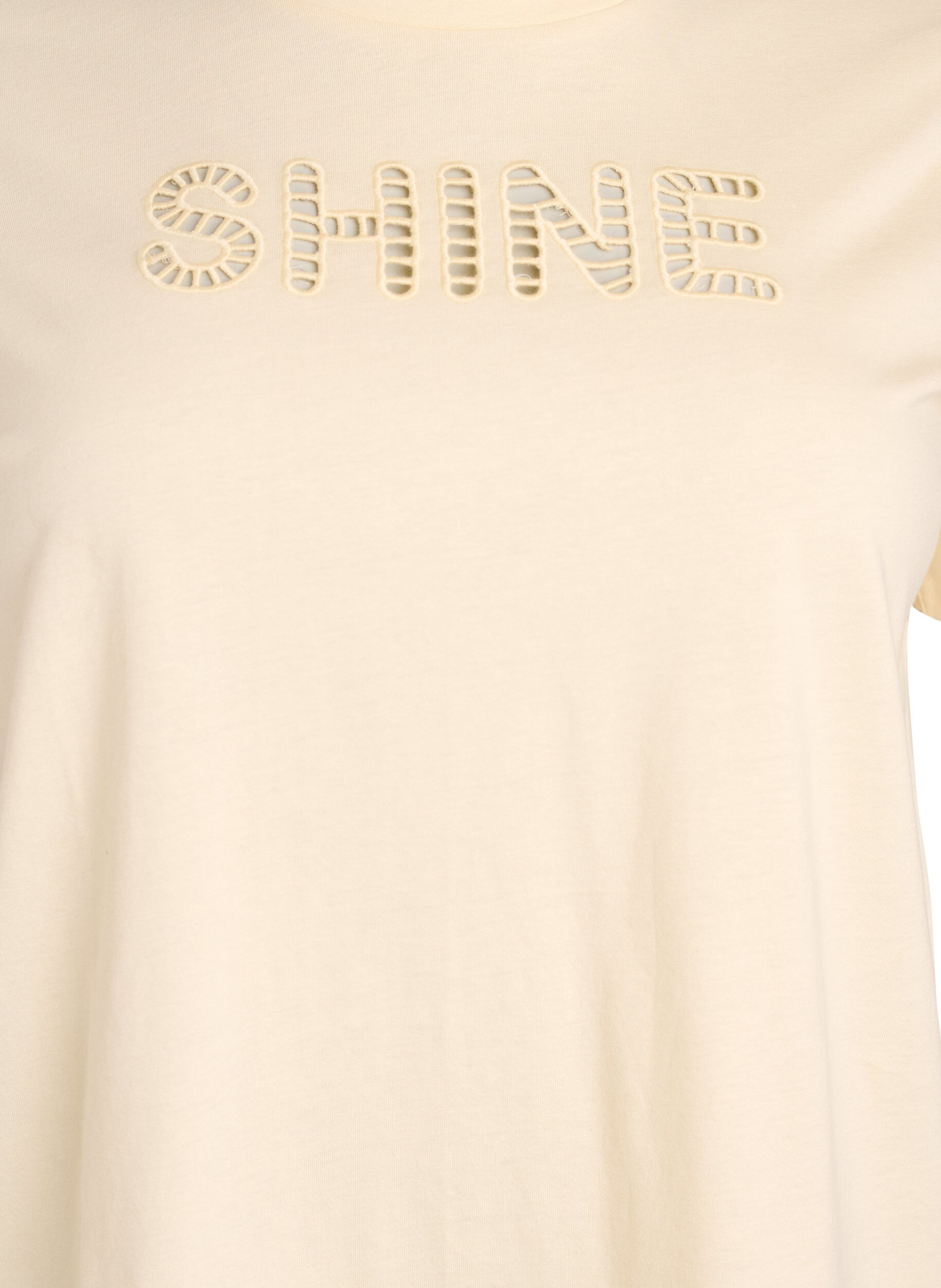 Zizzifashion Cotton T-shirt with embroidered text, Yellow, Packshot image number 2