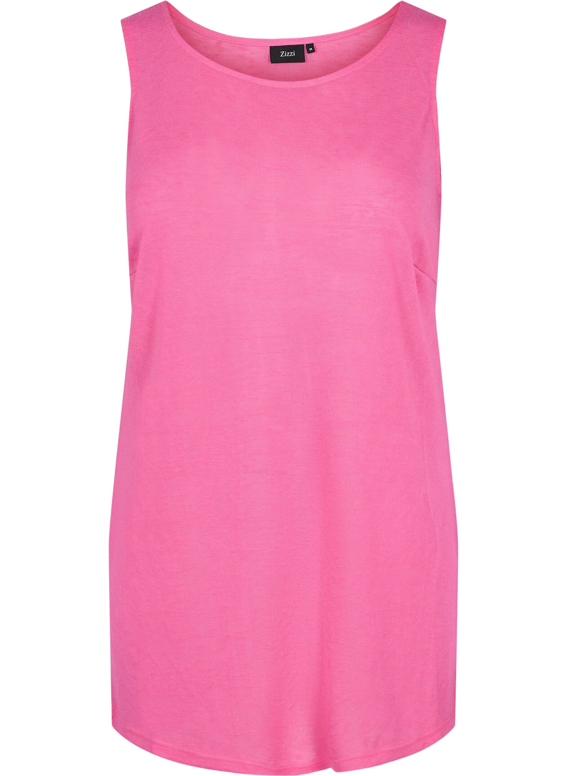 Zizzifashion Top with structure and round neckline, Shocking Pink, Packshot image number 0