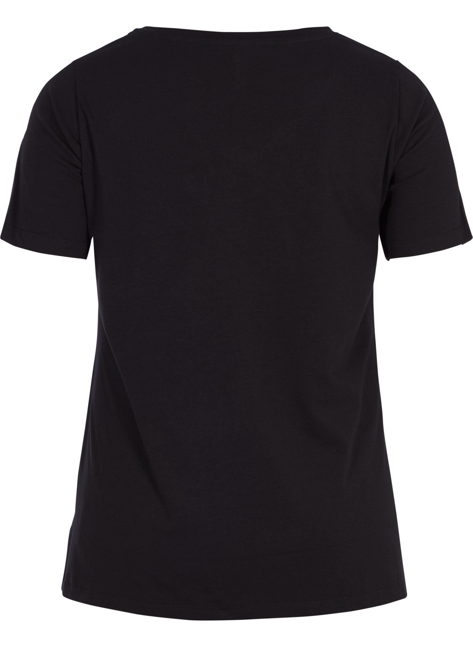 Zizzifashion Solid coloured basic t-shirt in cotton, Black, Packshot image number 1