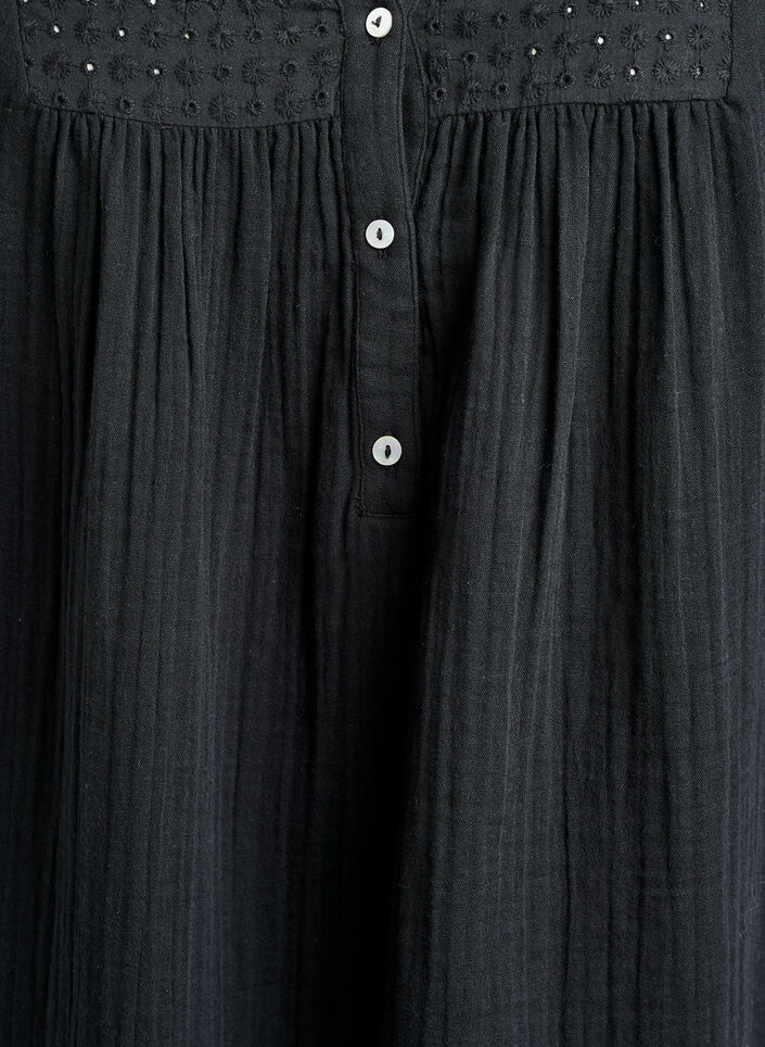 Cotton muslin tunic with broderie anglaise, Black, Packshot image number 2