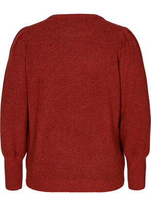 Melange knit sweater with puff sleeves, Sequoia Mel., Packshot image number 1