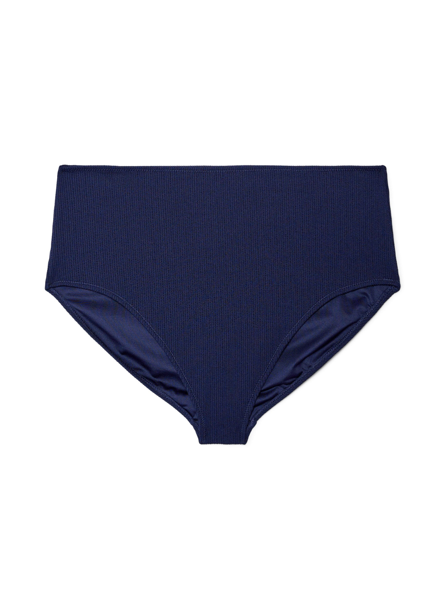 Zizzifashion High-waisted bikini bottoms with texture, Blue, Packshot image number 0