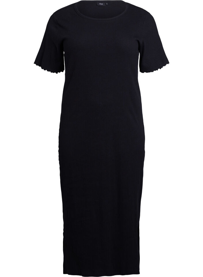 Maxi dress in jersey with short sleeves, Black, Packshot image number 0