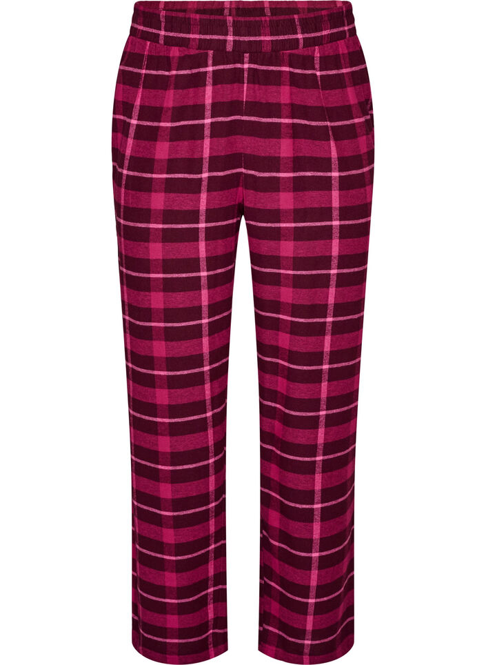 Checked cotton pyjama bottoms, Red, Packshot image number 0
