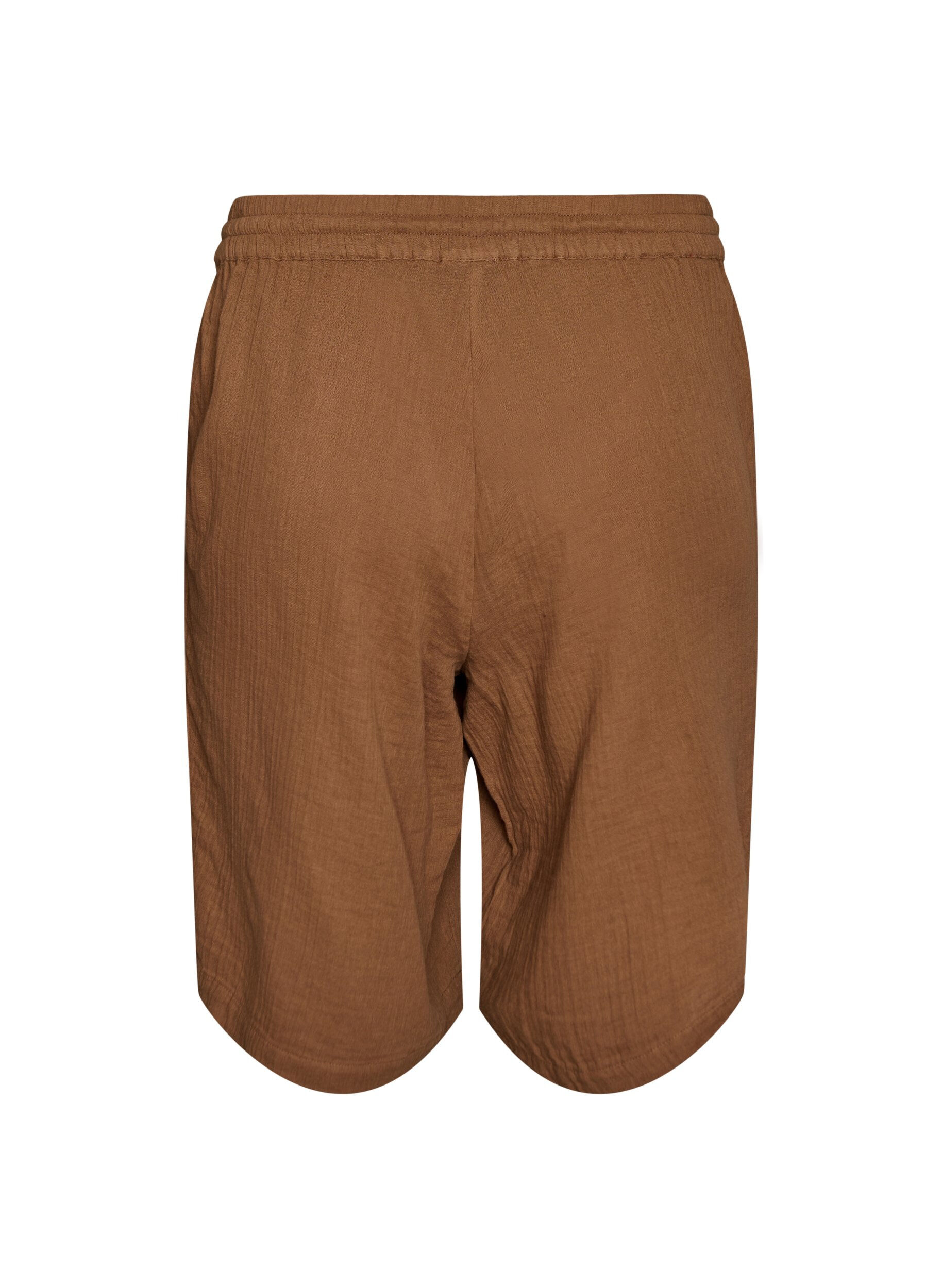 Zizzifashion Loose cotton muslin shorts with a high waist, Brown, Packshot image number 1