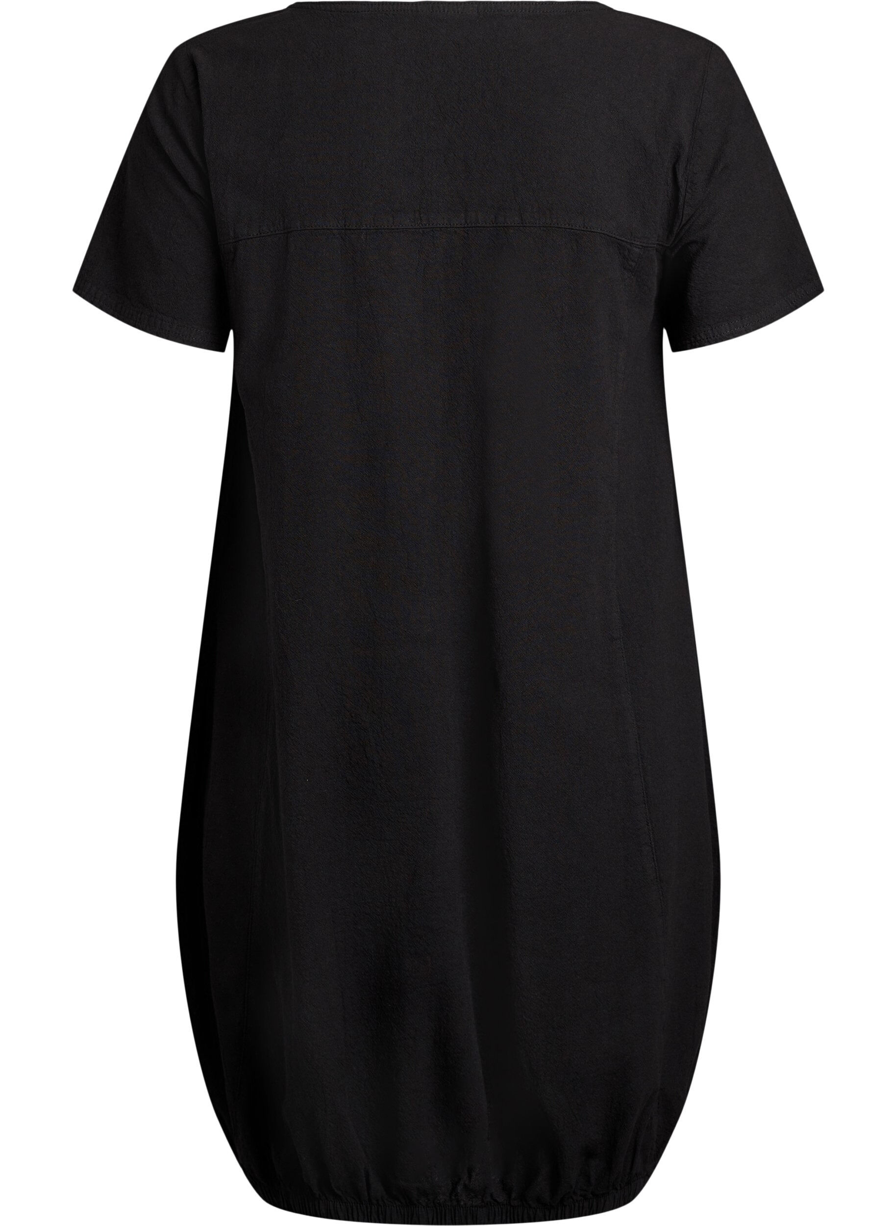 Zizzifashion Short sleeve cotton dress, Black, Packshot image number 1