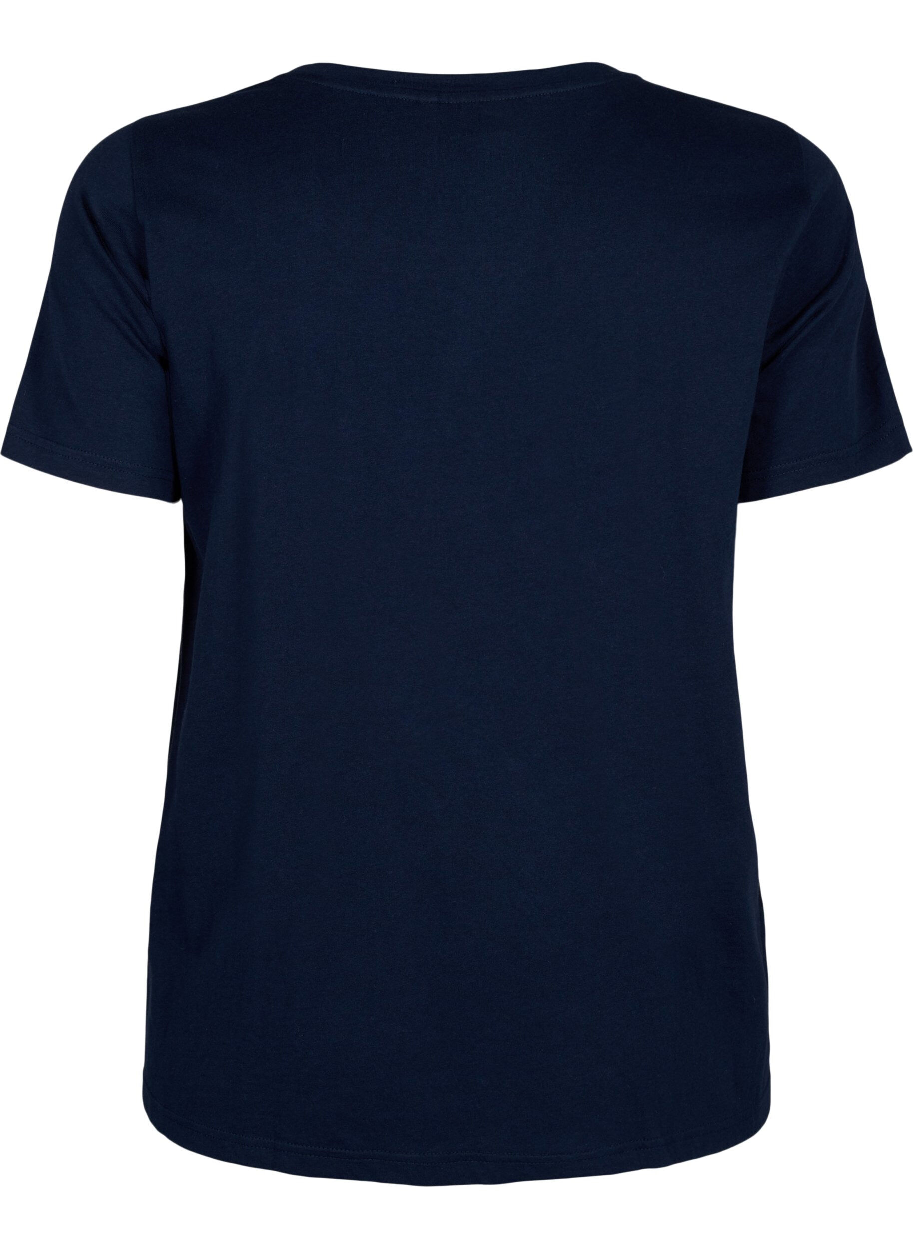 Zizzifashion Cotton T-shirt with text, Navy B. Orlando, Packshot image number 1