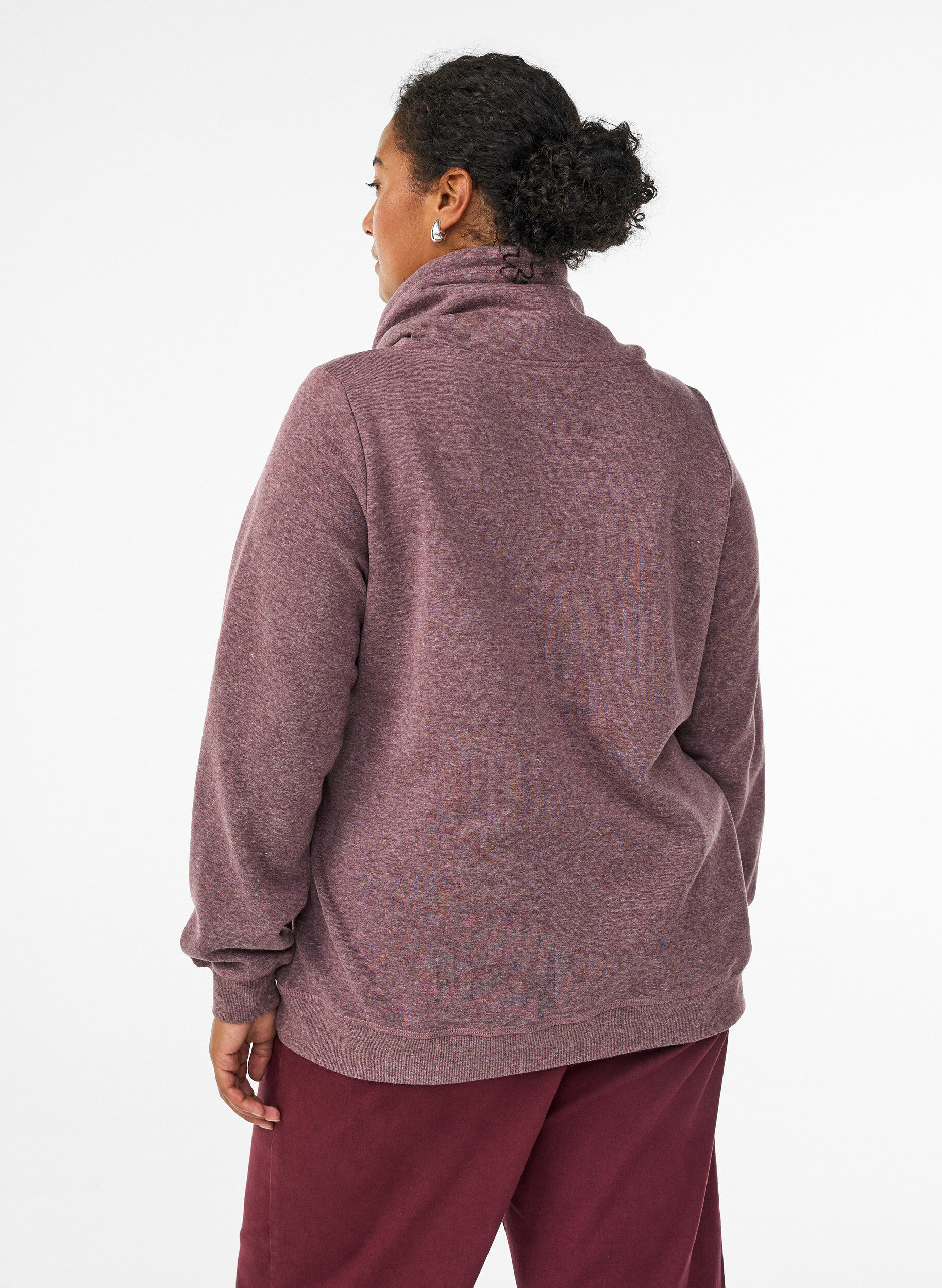 Zizzifashion Sweatshirt with high collar and pockets, Red, Model image number 2