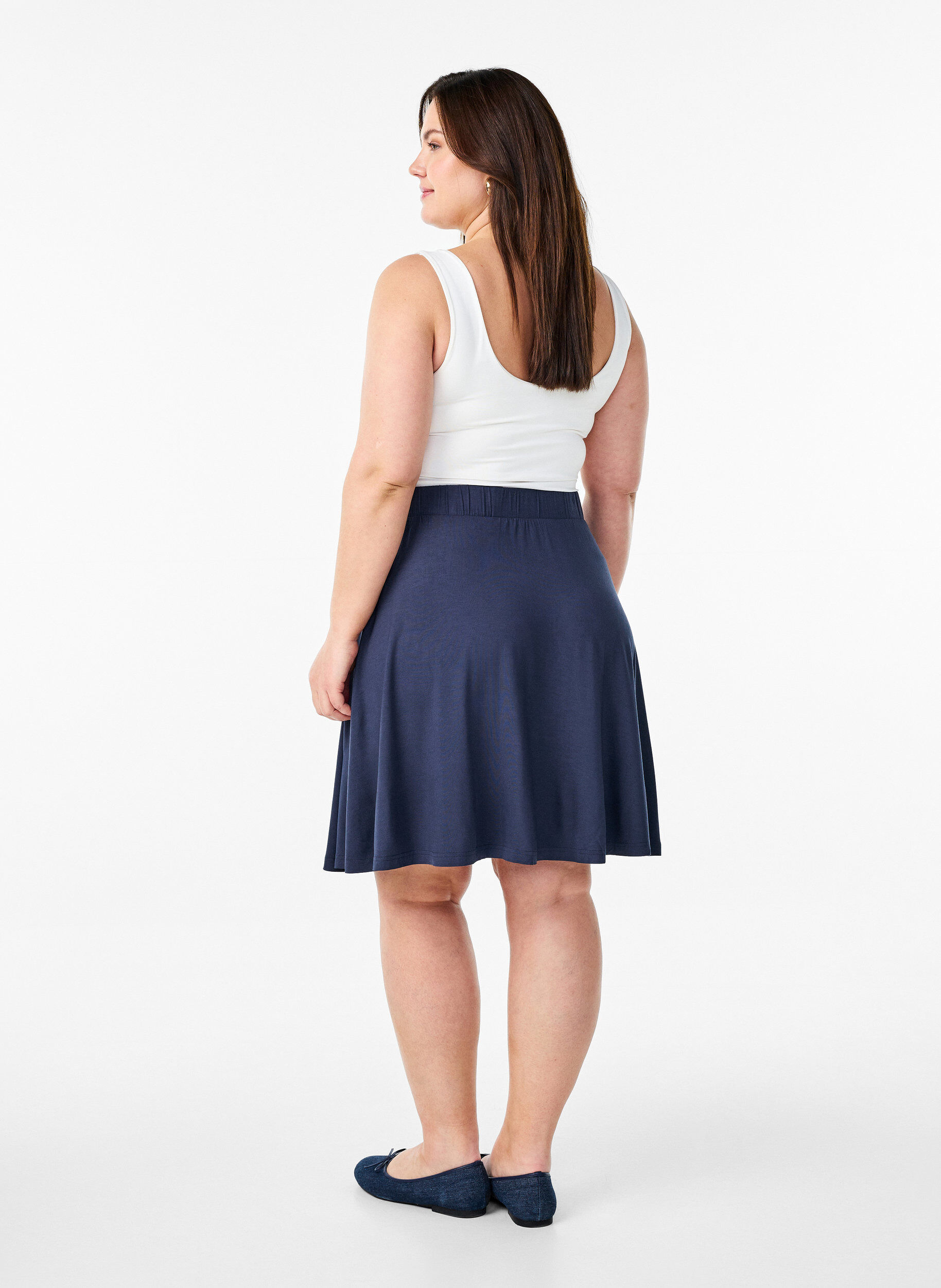 Zizzifashion Loose viscose skirt, Blue, Model image number 2
