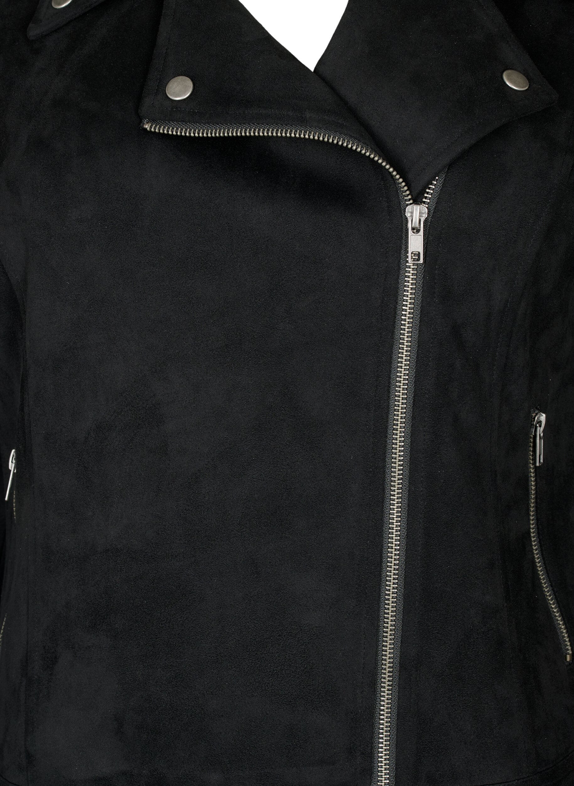 Zizzifashion Biker jacket in faux suede, Black, Packshot image number 2