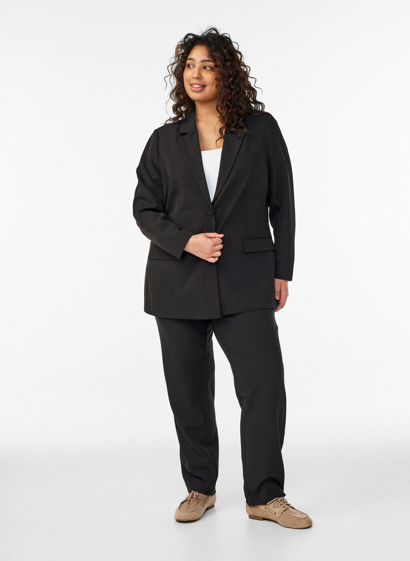 Classic blazer with button closure, Black, Model image number 1