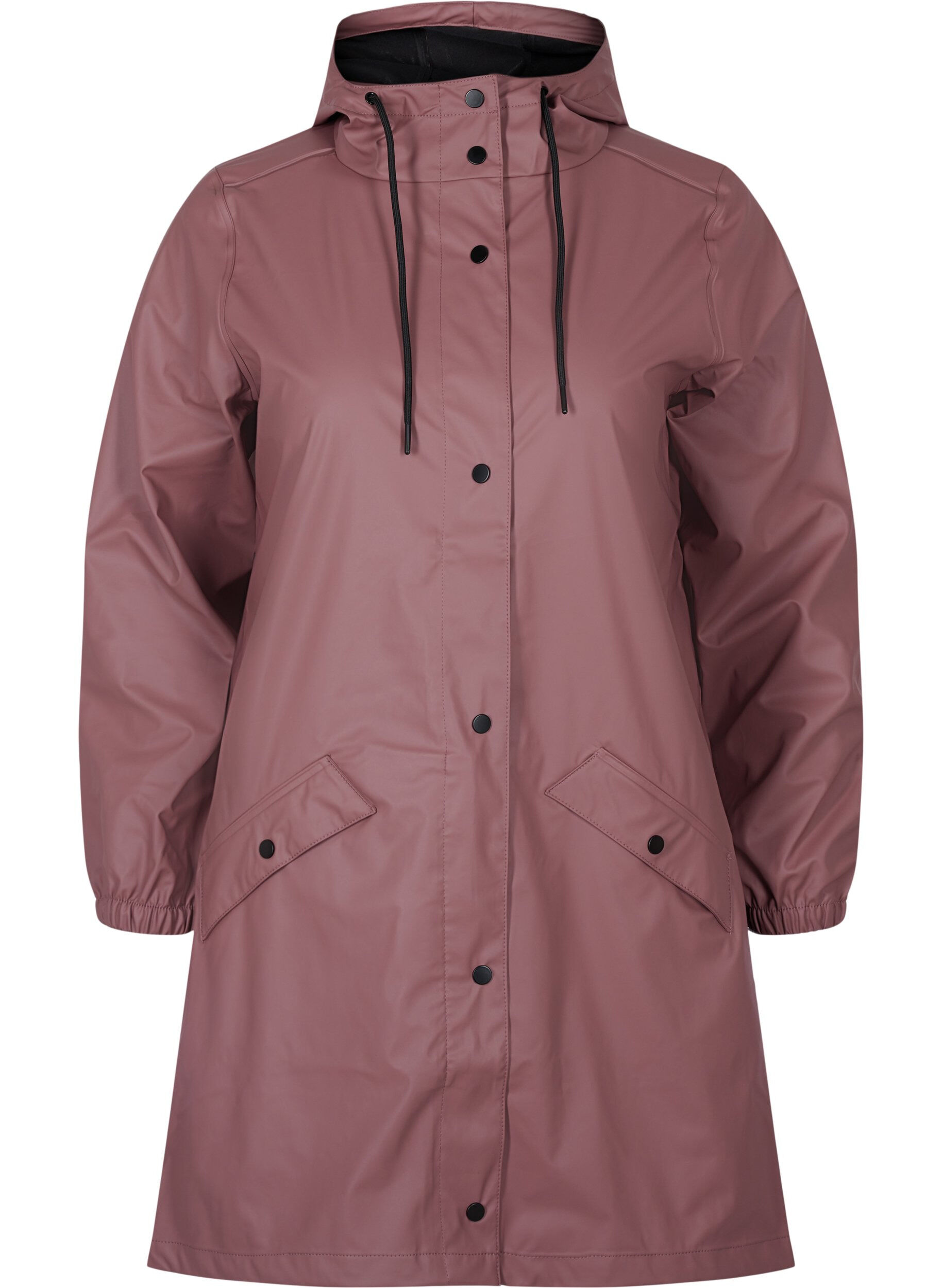 Zizzifashion Rain jacket with hood and button fastening, Rose Taupe, Packshot image number 0