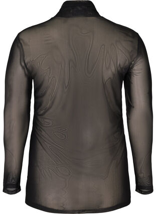 Leopard print mesh top with a high neck, Black, Packshot image number 1