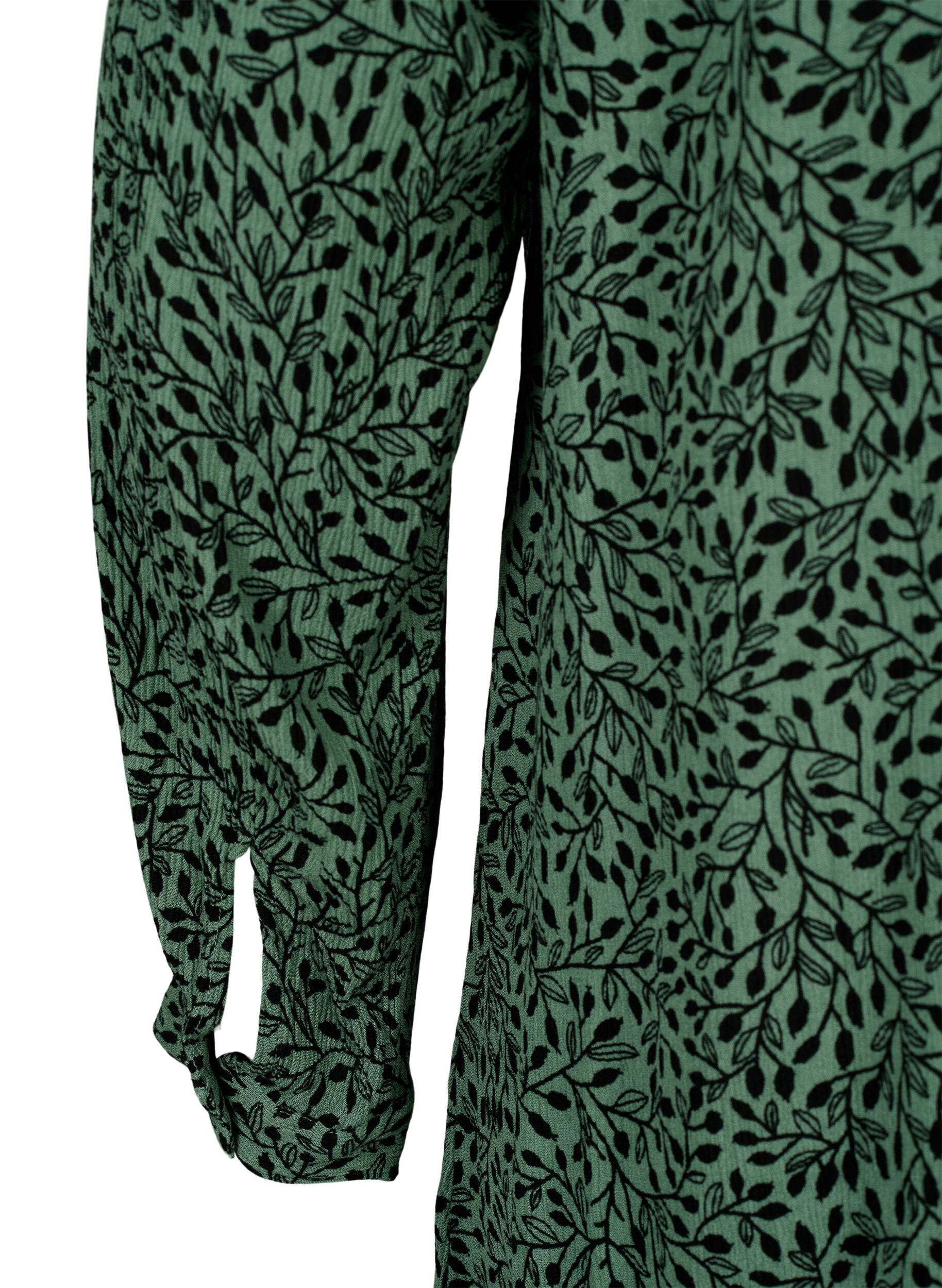 Zizzifashion Long viscose shirt with print, Green AOP, Packshot image number 3