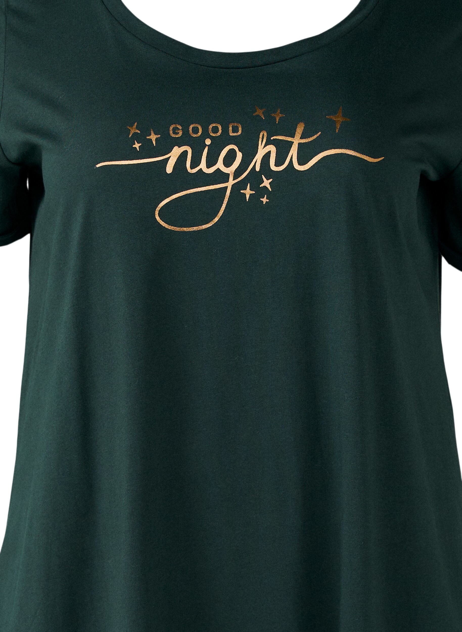 Zizzifashion Short-sleeved nightgown in organic cotton, Green, Packshot image number 2