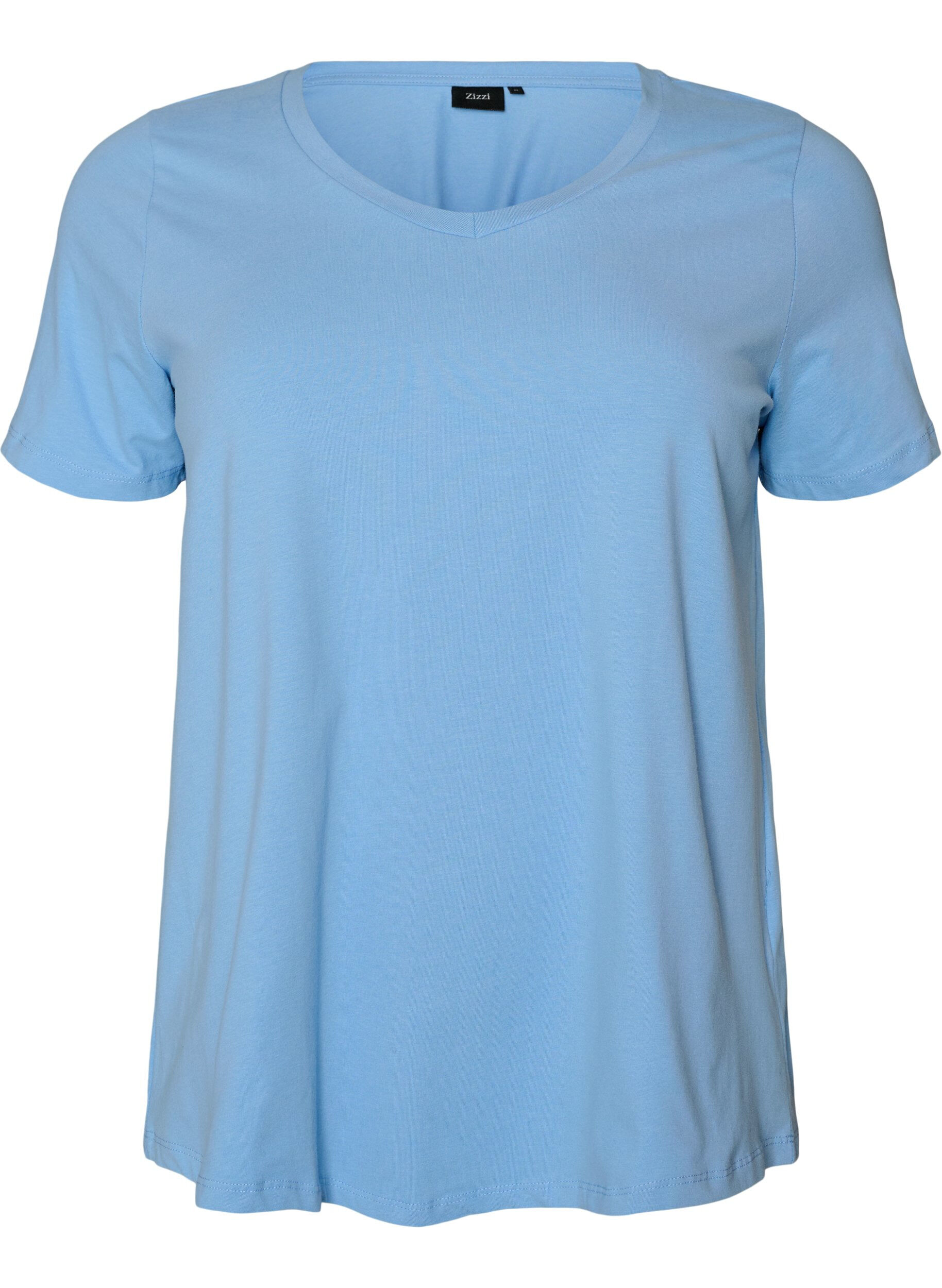 ZizzifashionBasic plain cotton t-shirt, Light Blue, Packshot image number 0