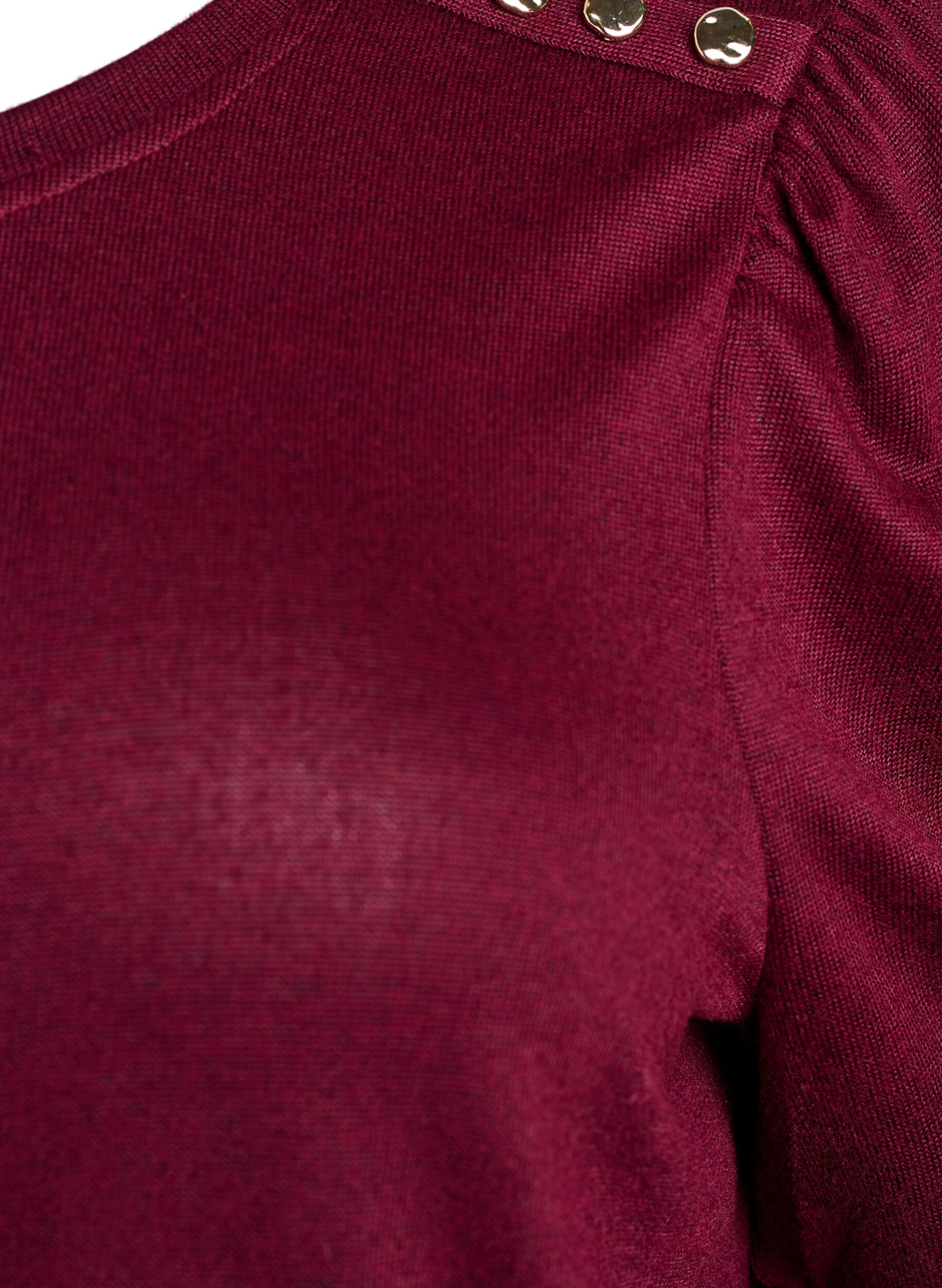 Zizzifashion Blouse with button detail and short puff sleeves, Dark Bordeaux, Packshot image number 2