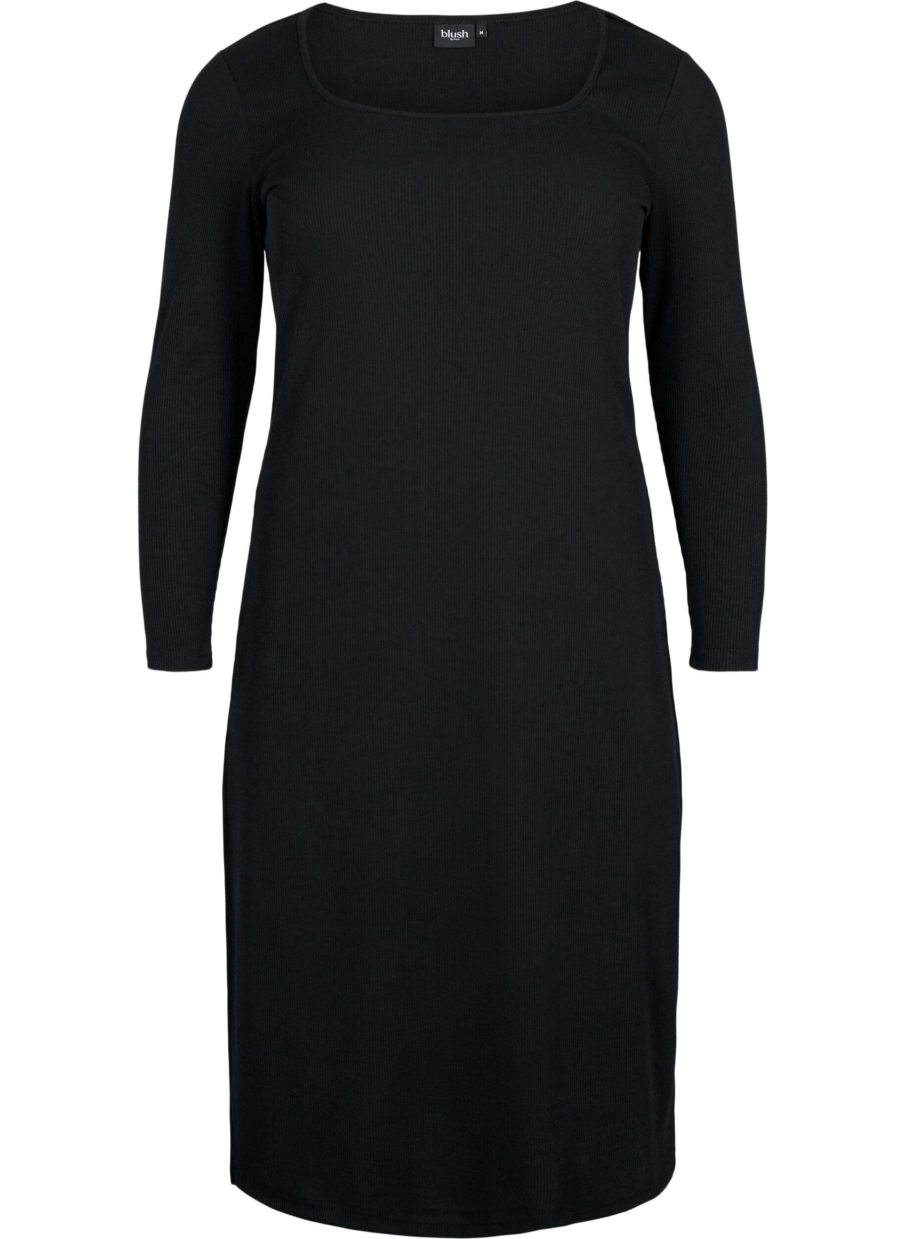 Zizzifashion Tight-fitting dress with long sleeves and a slit, Black, Packshot image number 0