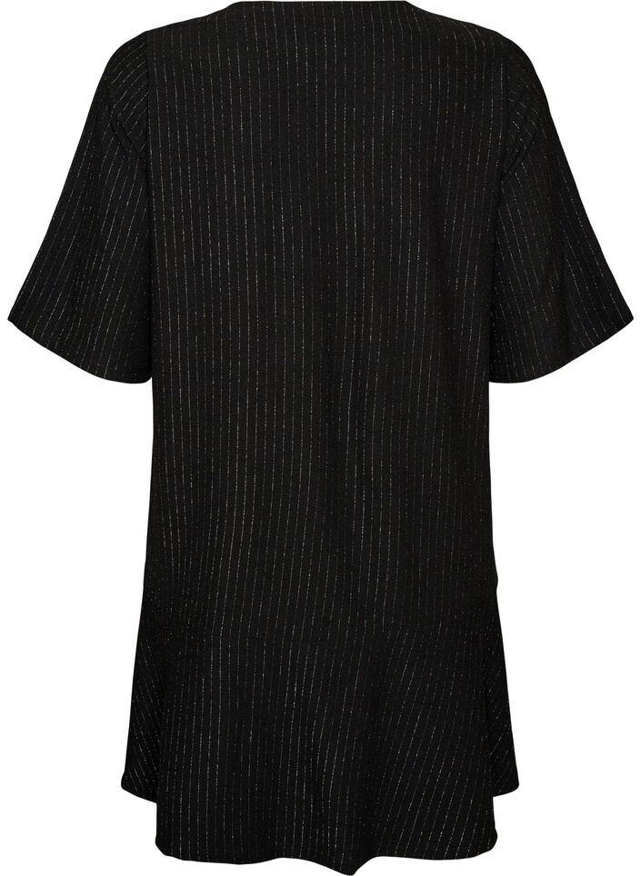Short A-line dress with glitter stripes, Black, Packshot image number 1