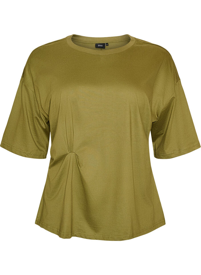 T-shirt with draped detail, Green, Packshot image number 0
