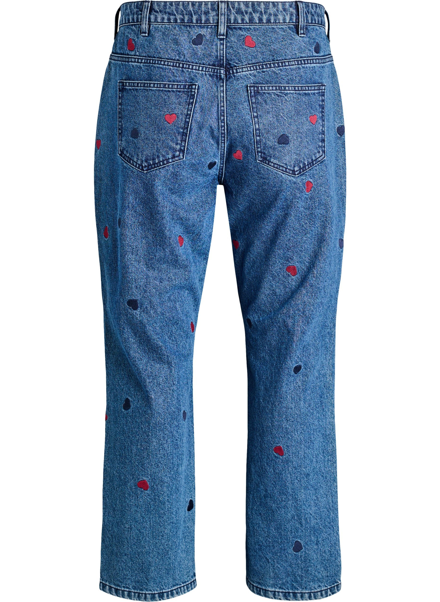 Zizzifashion High-waisted Gemma jeans with embroidered details, Blue, Packshot image number 1
