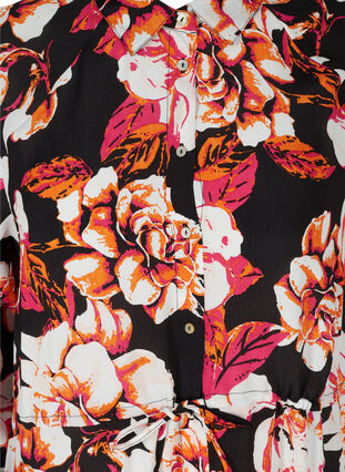 Floral midi dress in viscose, Black Big Flower, Packshot image number 2