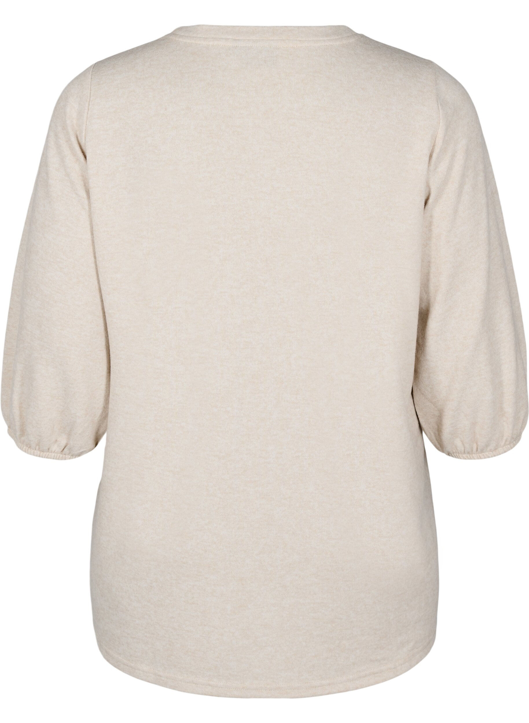 Zizzifashion Blouse with floral embroidery and 3/4 sleeves, Oatmeal Melange, Packshot image number 1