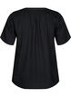 Short-sleeved viscose blouse with v-neck, Black, Packshot image number 1