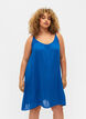 Solid colour strap dress in viscose, Blue, Model image number 0