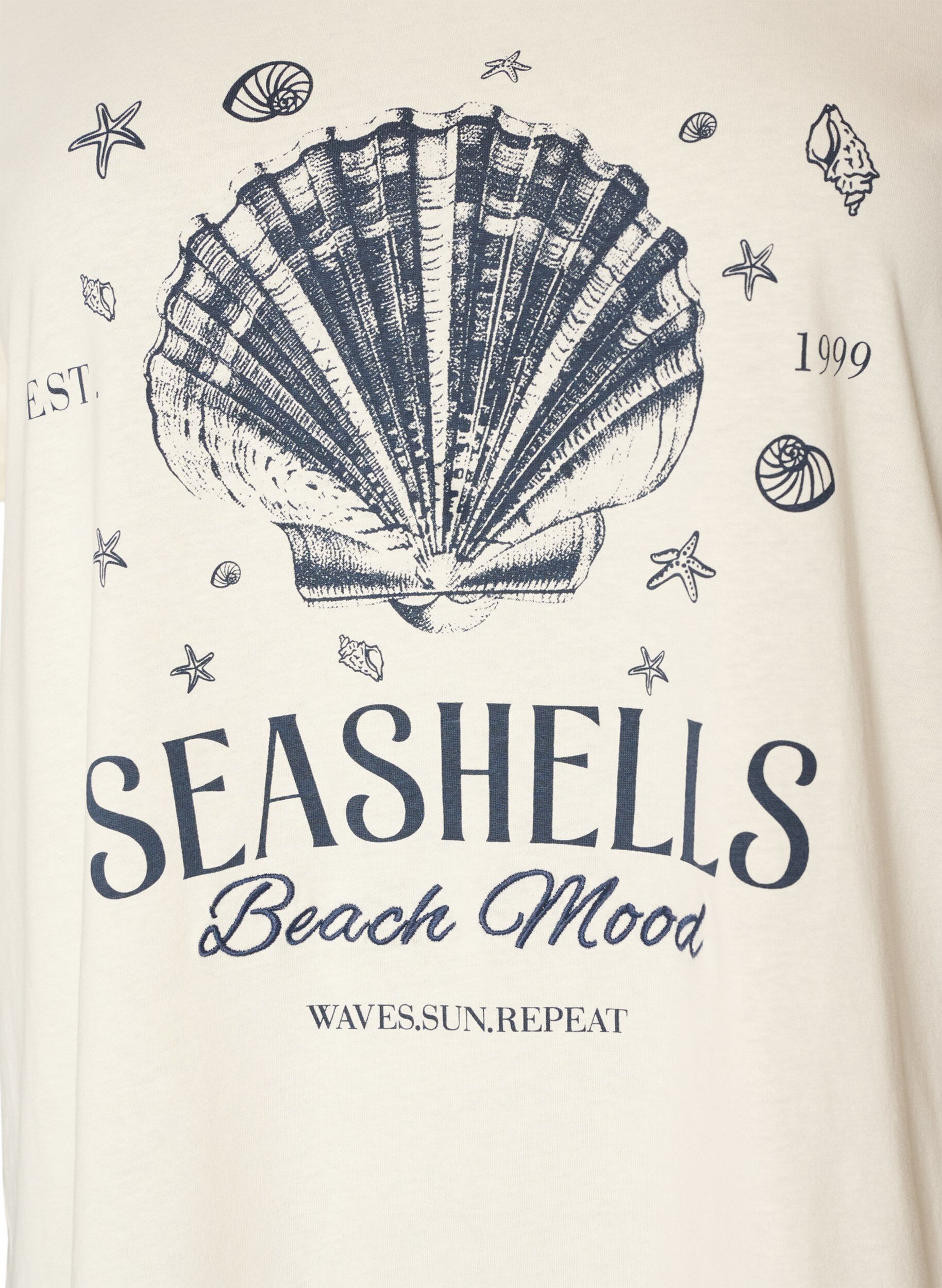 Zizzifashion Cotton T-shirt with print, Vanilla, Packshot image number 2