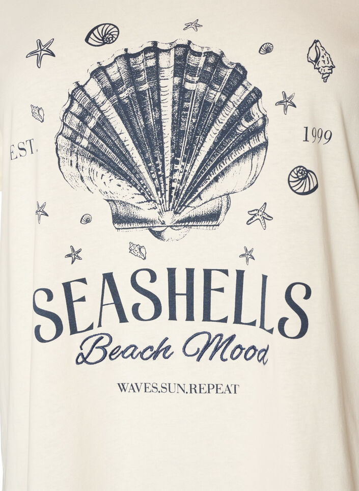 Cotton T-shirt with print, Vanilla, Packshot image number 2