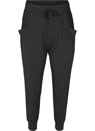 Loose trousers with pockets, Dark Grey Melange, Packshot image number 0