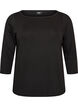 Basic T-shirt with boat neck and 3/4 sleeves, Black, Packshot image number 0