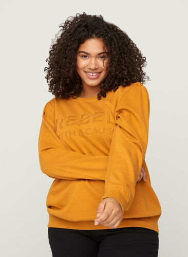 Cotton sweatshirt with a round neck, Thai Curry, Model image number 0