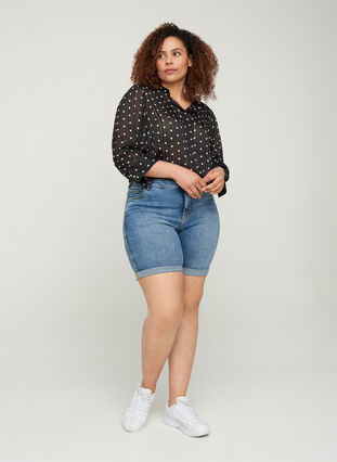 Printed shirt with 3/4 sleeves, Black Dot, Model image number 2