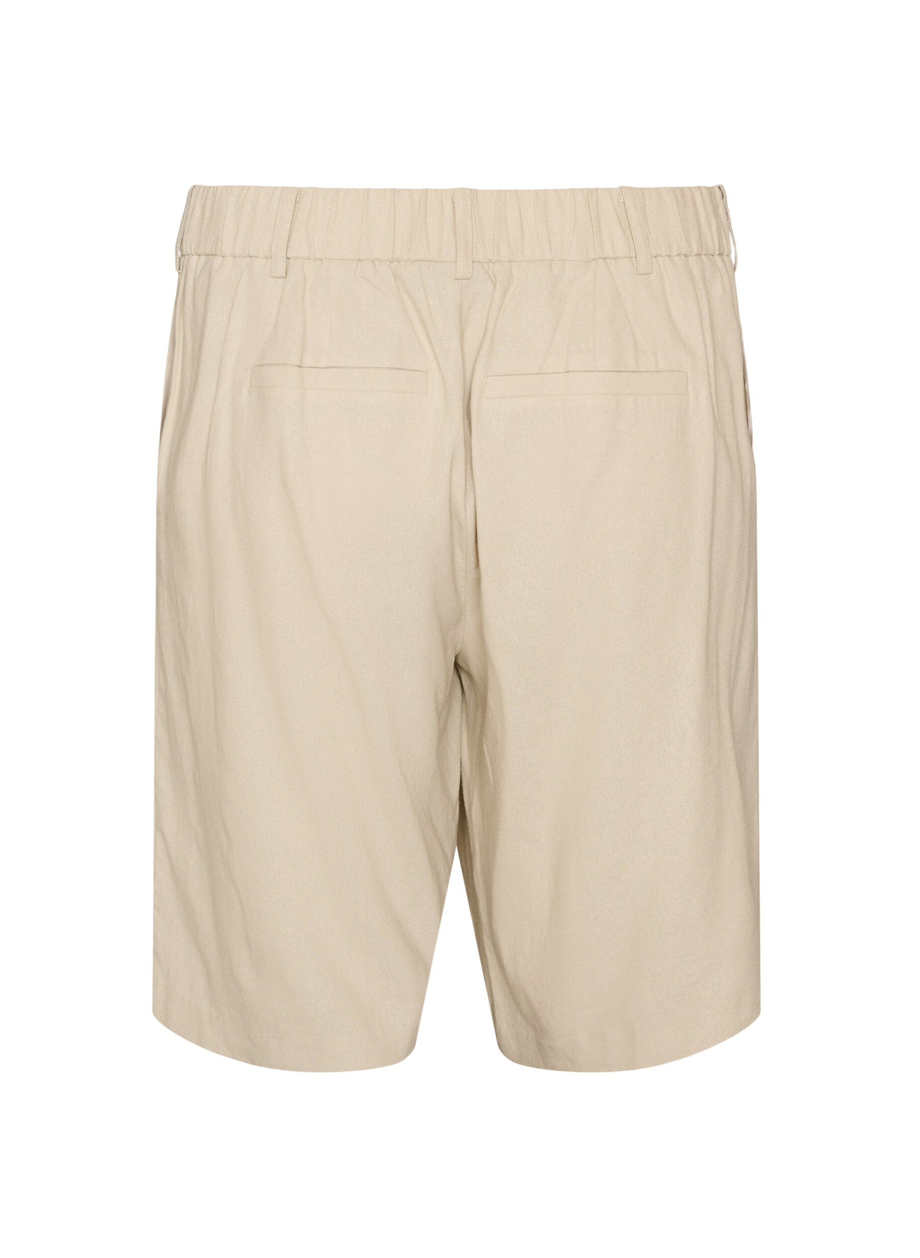 Zizzifashion High-waisted Bermuda shorts in linen and viscose, Beige, Packshot image number 1