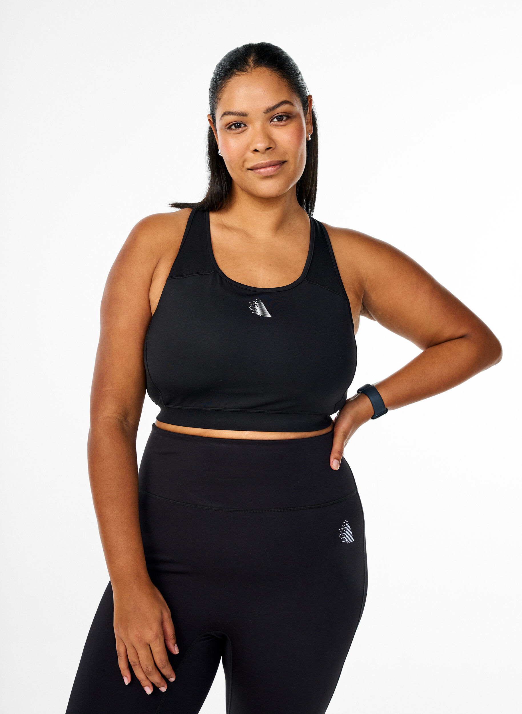 Zizzifashion Sports bra with front pocket, Black, Model image number 0