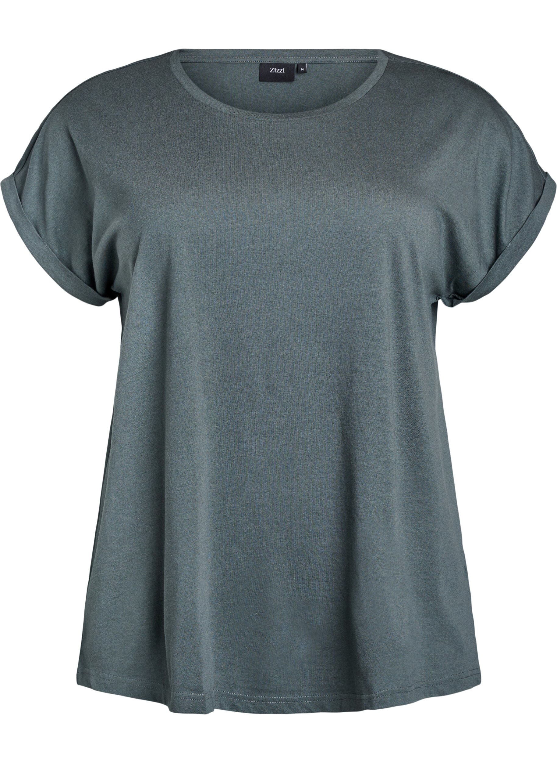 ZizzifashionShort sleeved cotton blend t-shirt, Green, Packshot image number 0