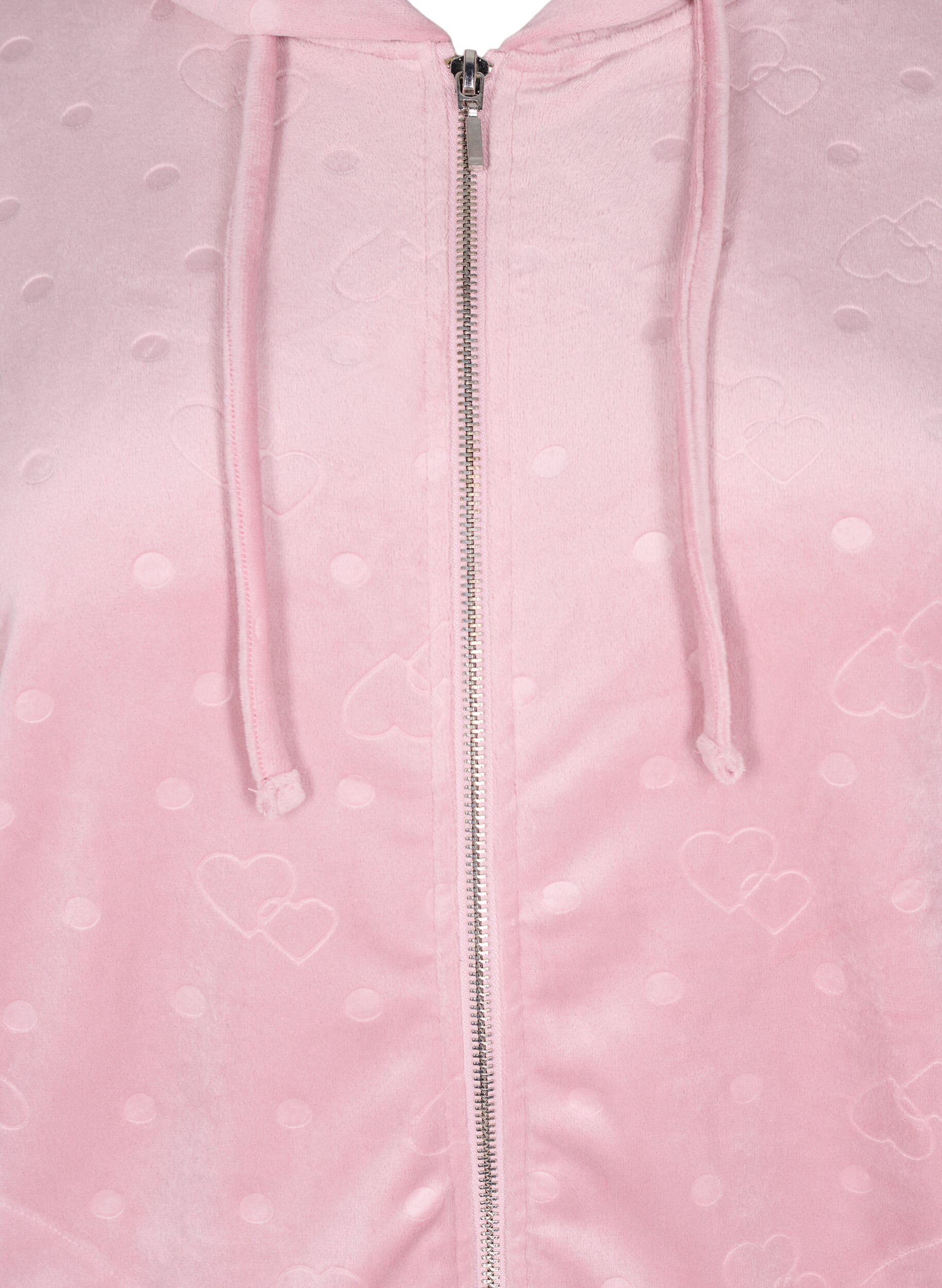 Zizzifashion Velour cardigan with hood and pockets, Pink, Packshot image number 2