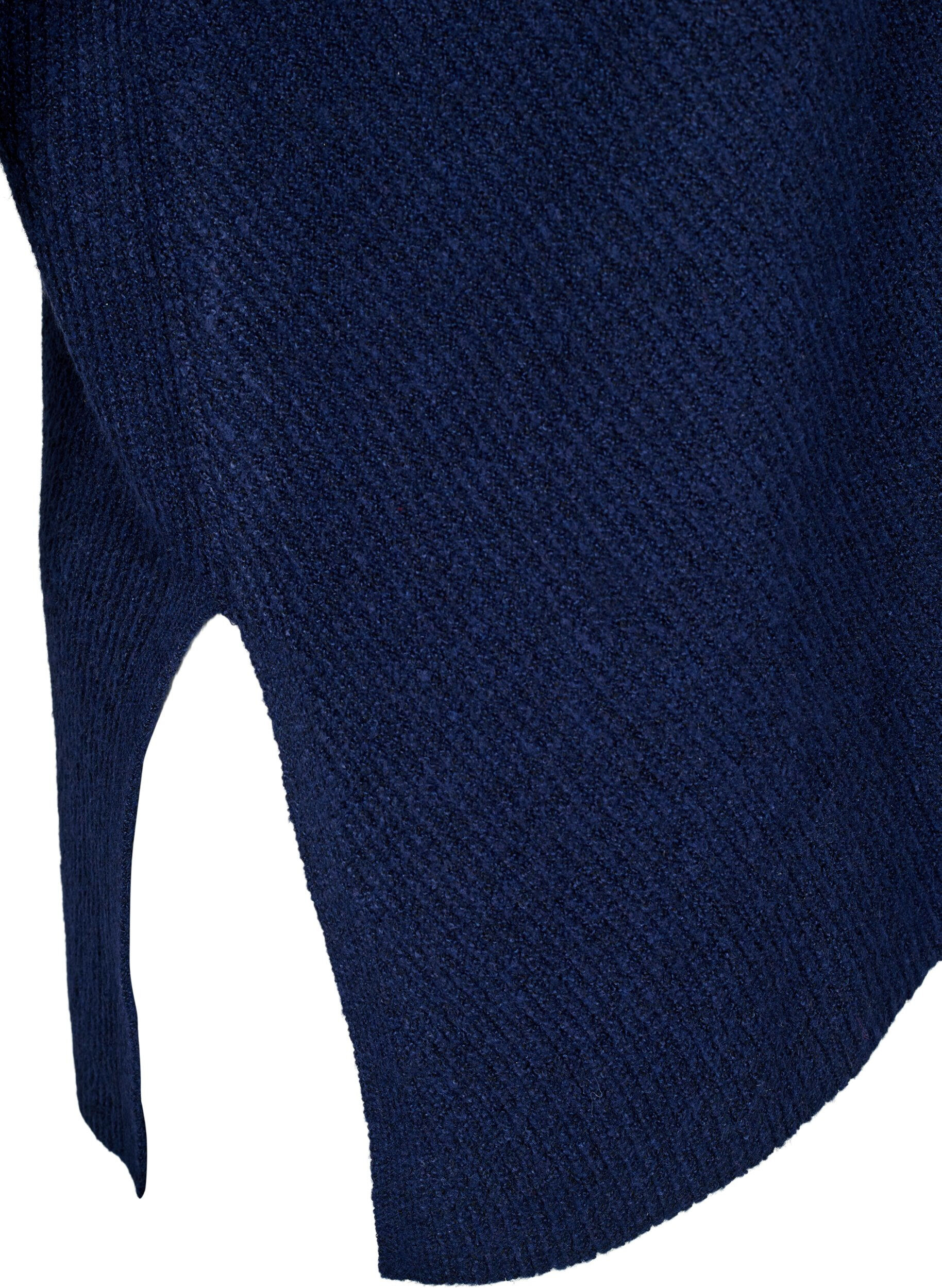 Zizzifashion Knitted blouse with round neck, Naval Academy Mel., Packshot image number 3