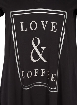 Short-sleeved cotton nightdress with print, Black, Packshot image number 2