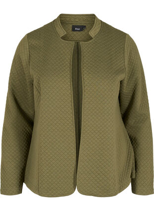 Open cardigan with a quilted pattern, Ivy Green, Packshot image number 0