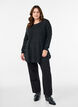 Long knitted blouse with ball buttons, Dark Grey, Model image number 1