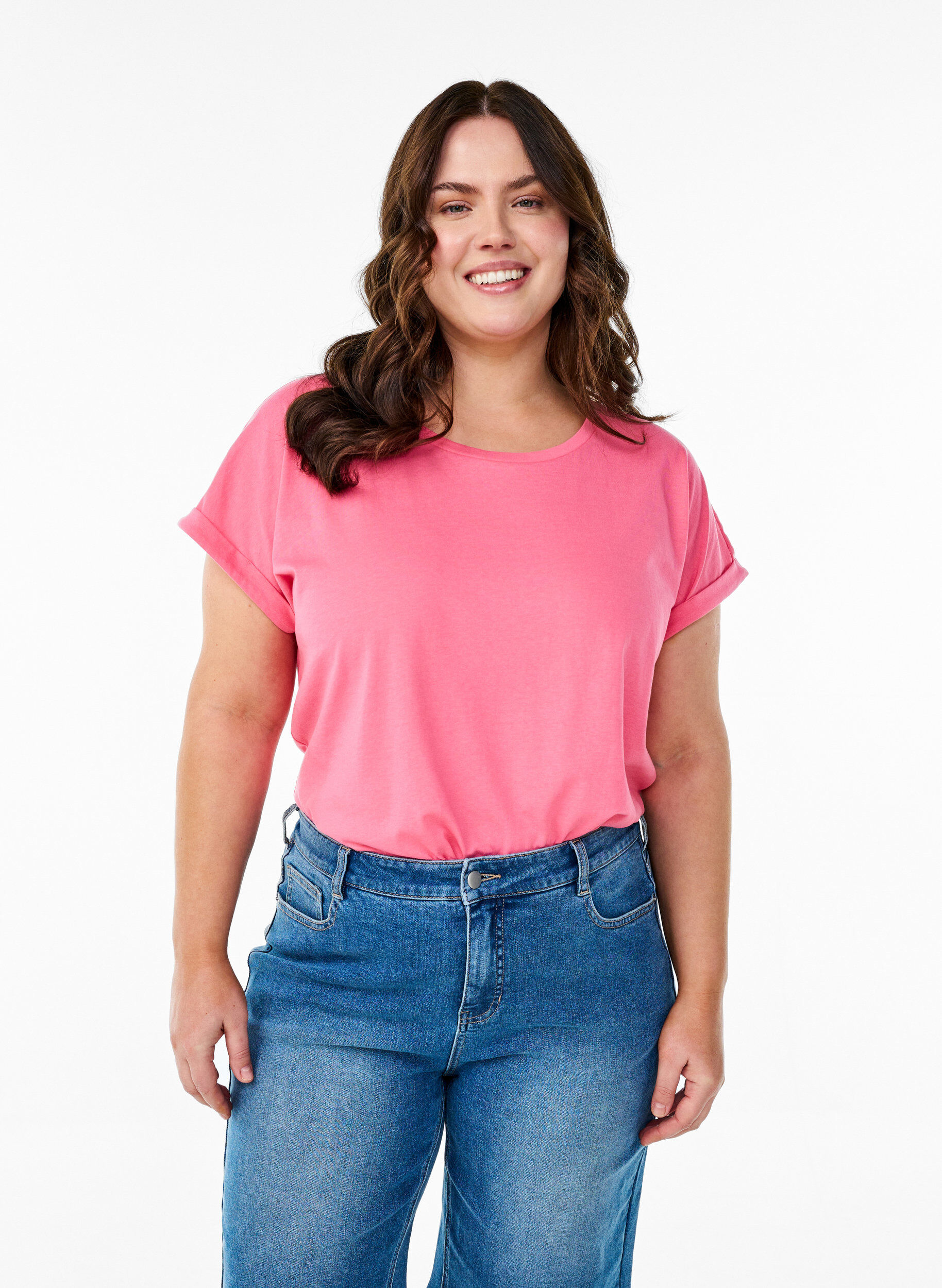 ZizzifashionShort sleeve cotton blend T-shirt, Pink, Model image number 0