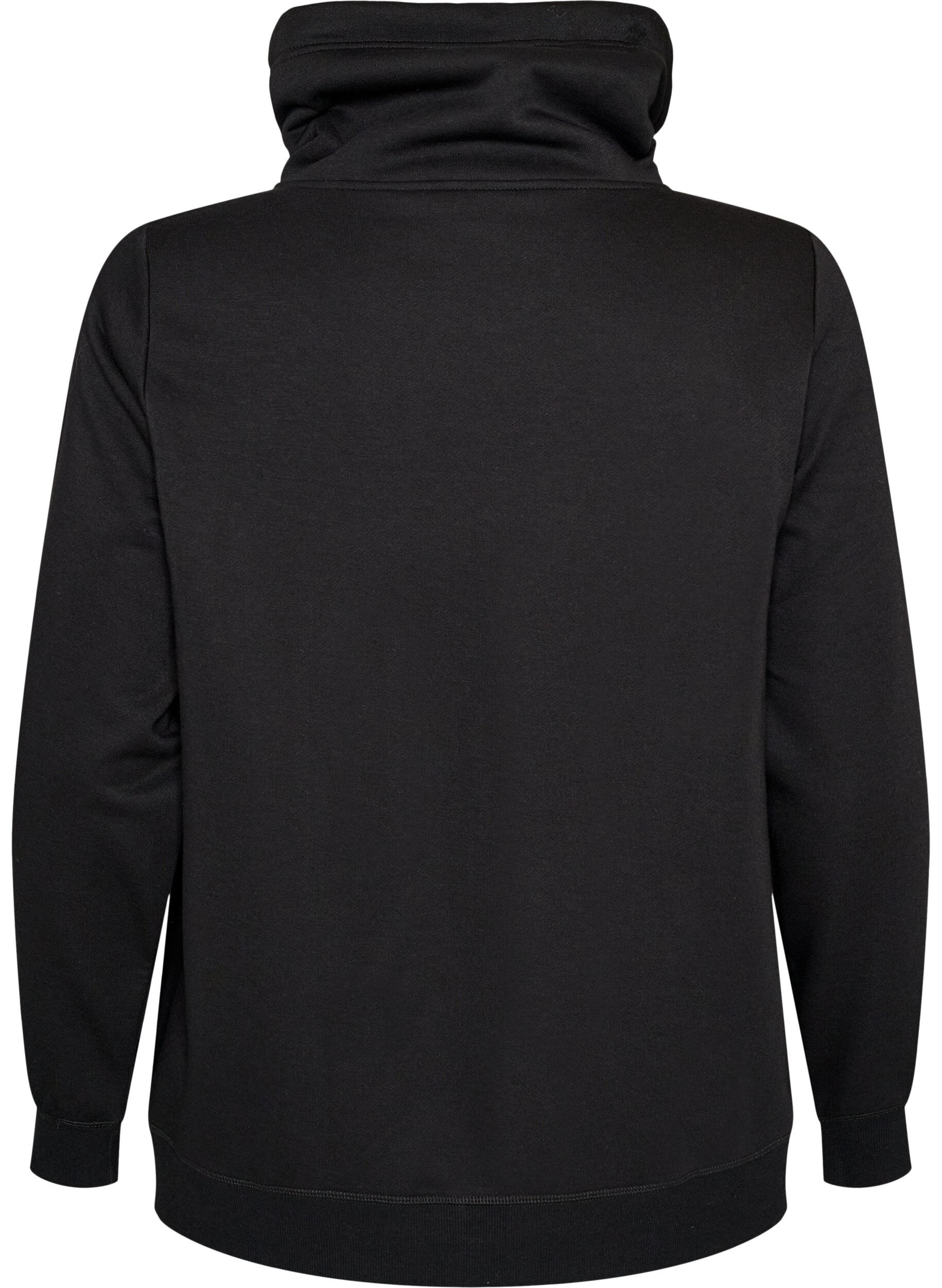 Zizzifashion Sweatshirt with high collar and pockets, Black, Packshot image number 1