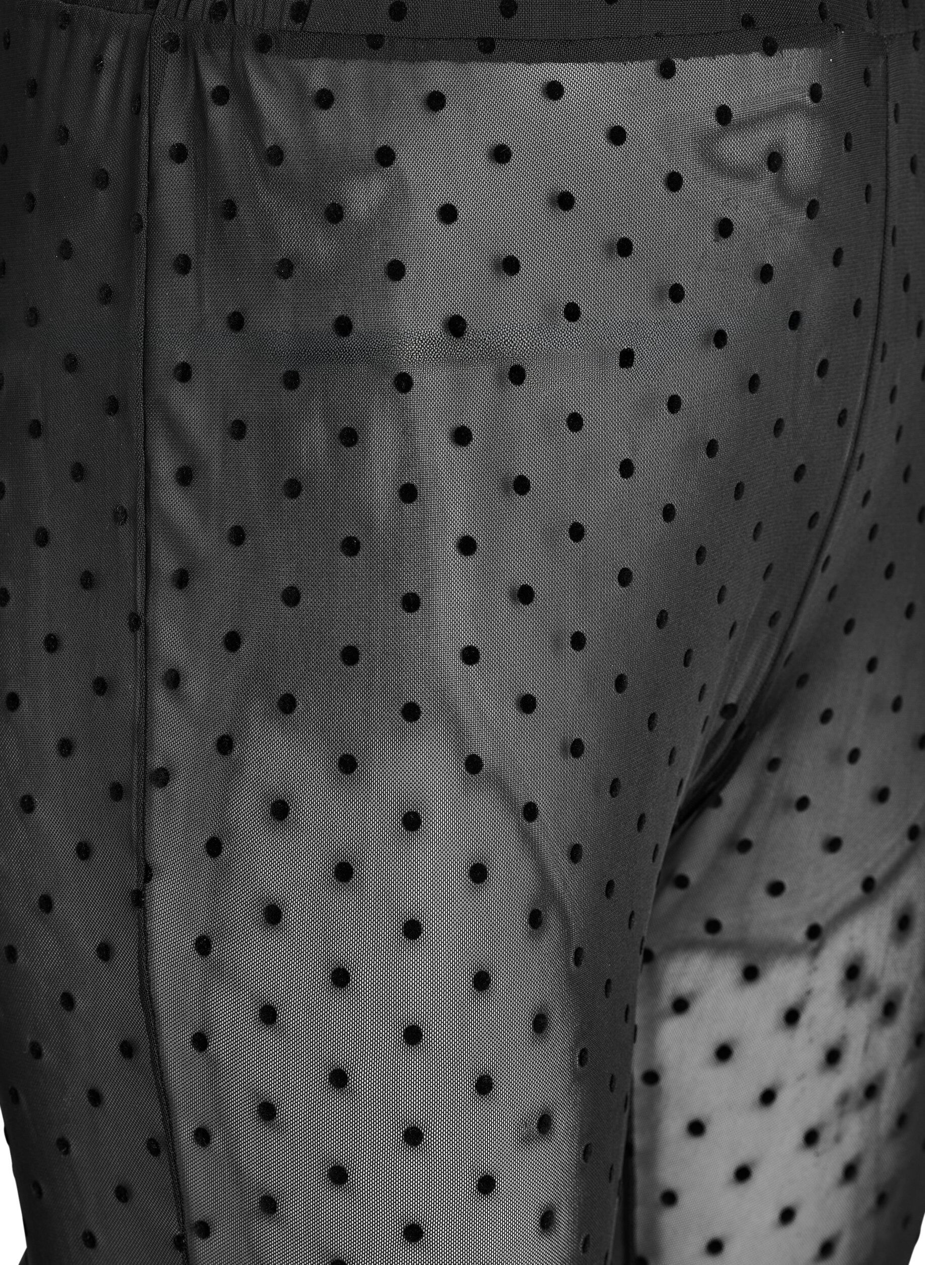 Zizzifashion Mesh leggings with velour dots, Black, Packshot image number 2