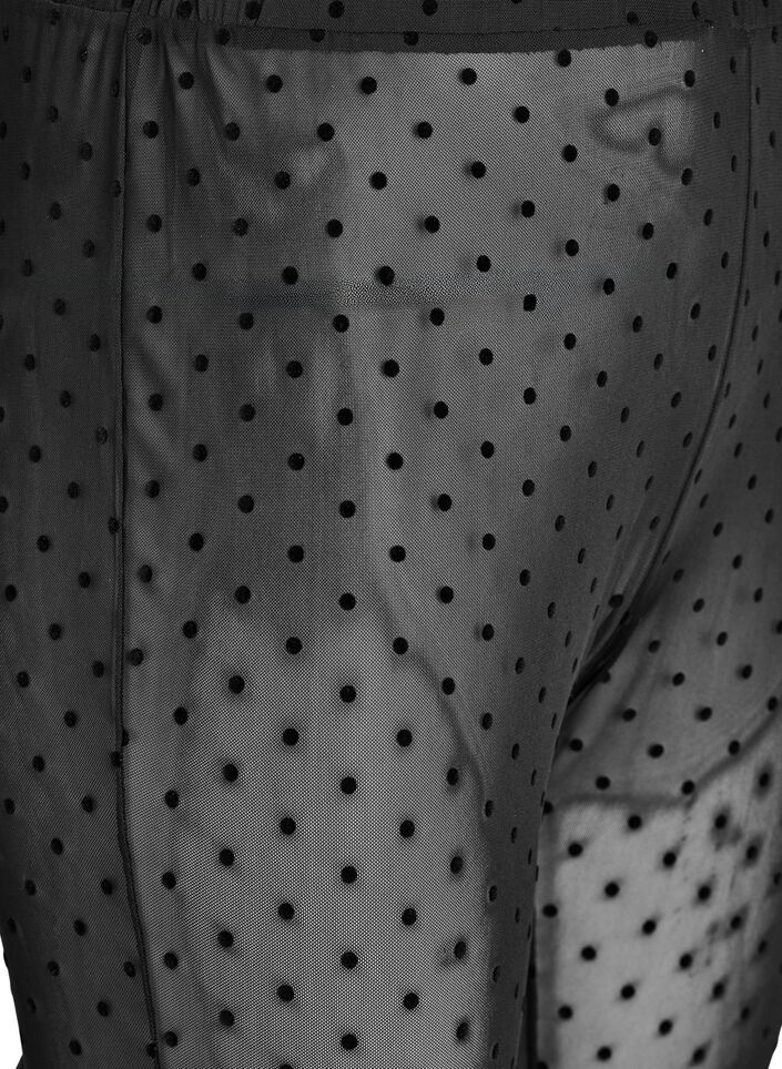 Mesh leggings with velour dots, Black, Packshot image number 2